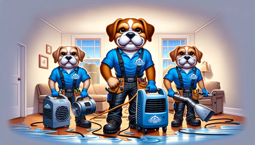 water damage dry out utilizing air movers dehumidifiers